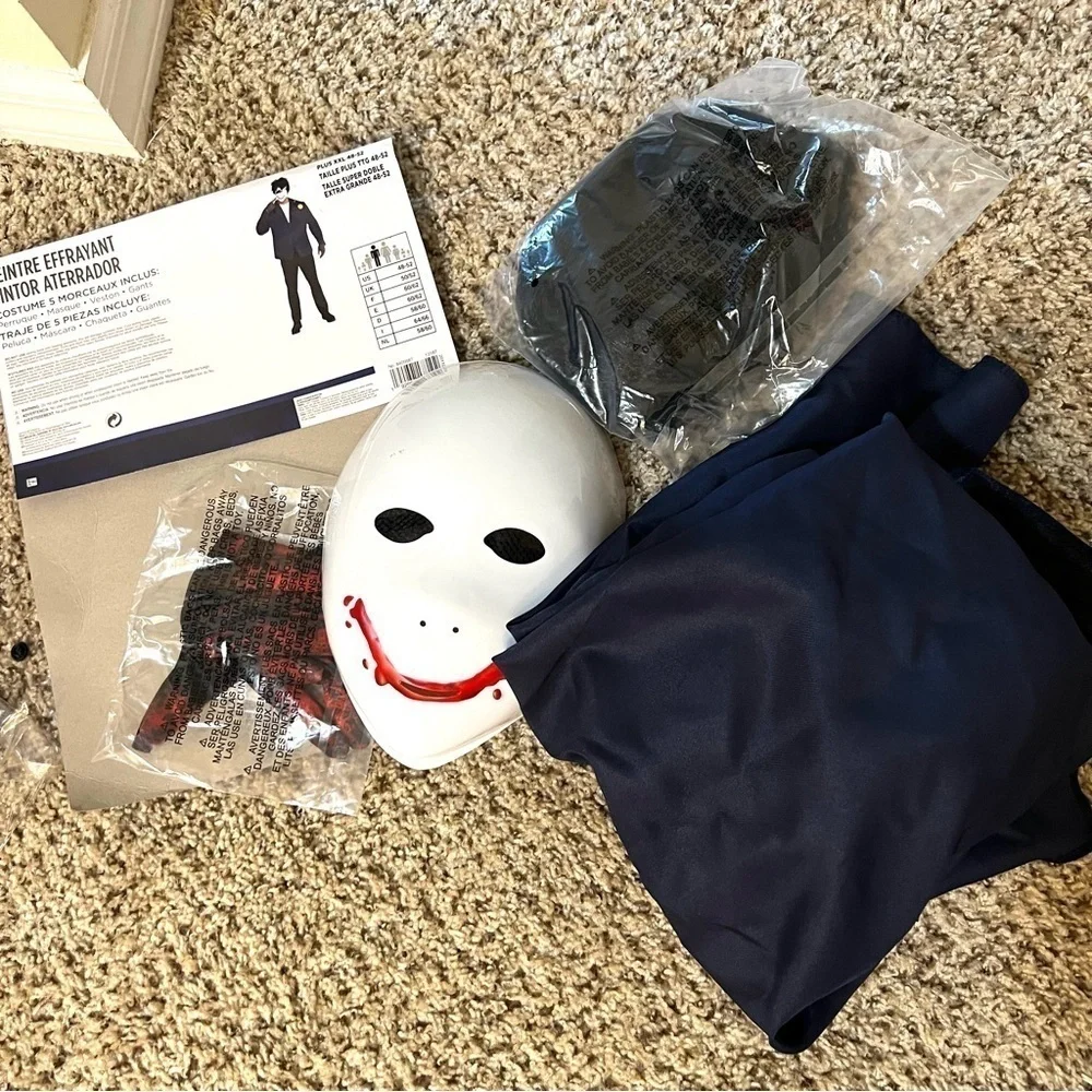 NWT Creepy Painter Halloween Man Costume 5 pc size XXL